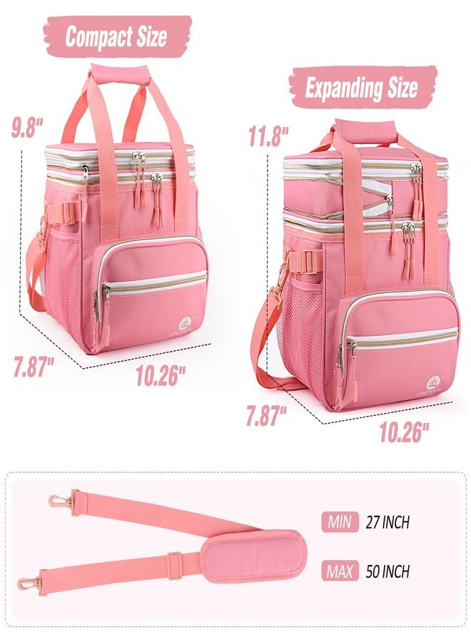 CaCTOUR Lunch Bag Women, Double Deck Insulated Lunch Box Women - Expandable Leakproof Reusable Lunch Cooler Bag for Work Shift Outdoor Picnic Daytrip (Pink,18L) - Image 5